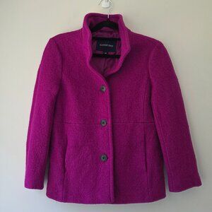 LANDS END Wool Blend Dress Coat | 10 P | Fuchsia Pink Single Breast Pockets EUC